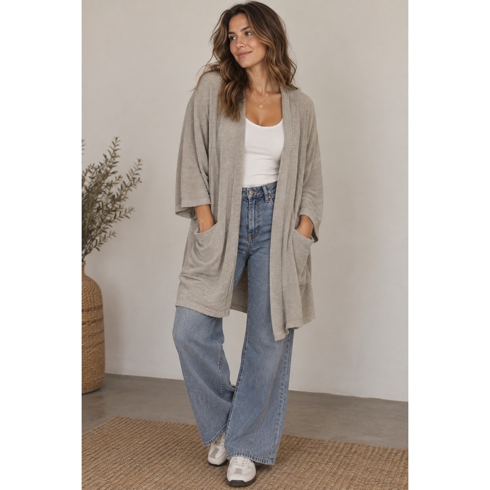 DONNI Long Cardigan Women Open Front Ribbed Oversized Duster Quiet Luxury